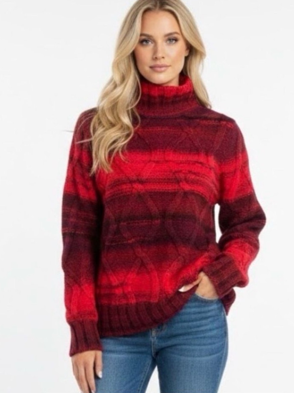 Bianca G. Made in Italy Chunky Knit Red Sweater - Size XL